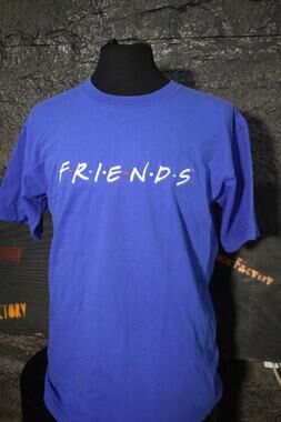 Friends TV Show Logo Blue Graphic T Shirt Large NBC Experience Store Warner Bros